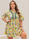 Plus Size Printed V-Neck Half Sleeve Mini Dress Casual Dresses - Tophatter Daily Deals