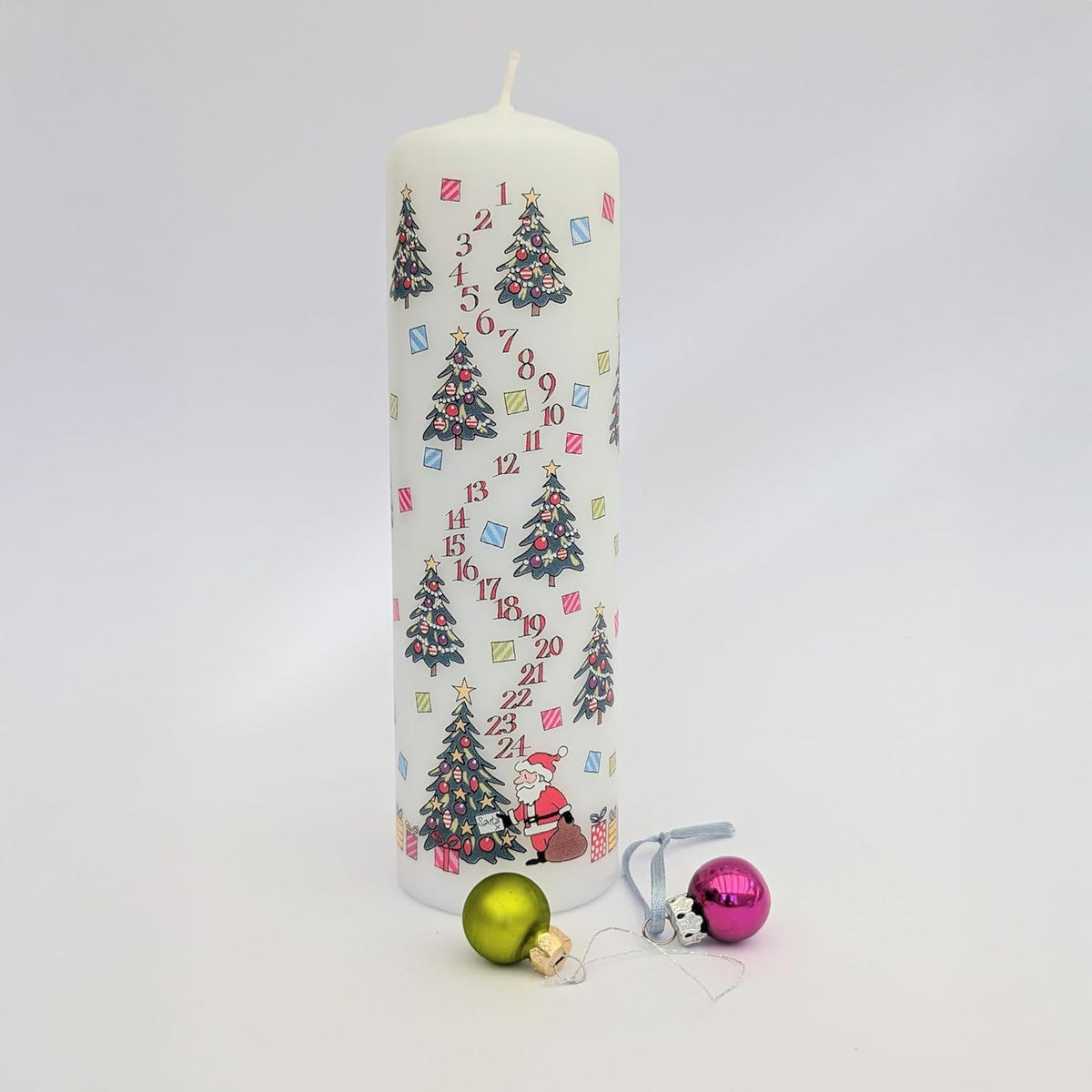 Christmas Trees Advent Pillar Candle | Christmas Advent Calendar Candle - 20cm Advent Candle - Tophatter Daily Deals