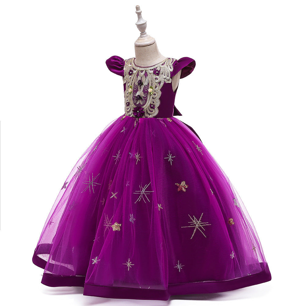 Banquet Evening Dress Girl Princess Tutu Little Host Performance Costume Purple 0 - Tophatter Daily Deals