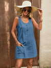 Decor Button Mini Tank Dress with Pockets Casual Dresses - Tophatter Daily Deals