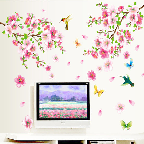 Branch Bird Living Room Glass TV Background Sticker 0 - Tophatter Daily Deals