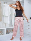 Lace Trim Cami and Polka Dot Satin Pajama Set Loungewear Sets - Tophatter Daily Deals