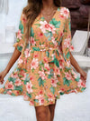 Ruffled Printed Surplice Half Sleeve Mini Dress Sherbet Casual Dresses - Tophatter Daily Deals