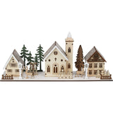 Christmas Scene Light-Up Houses | LED Wooden Winter Houses Ornament - 40cm Ornament - Tophatter Daily Deals