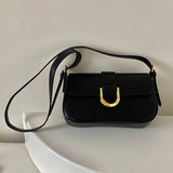 Patent Baguette Shoulder Bag with Gold D-Ring, 9.25 Inch Handbags & Wallets - Tophatter Daily Deals