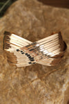 Gold Textured Crossover Metal Cuff Wide Bracelet Bracelets - Tophatter Daily Deals