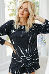 Tie-Dye Drop Shoulder Top and Shorts Lounge Set Loungewear Sets - Tophatter Daily Deals