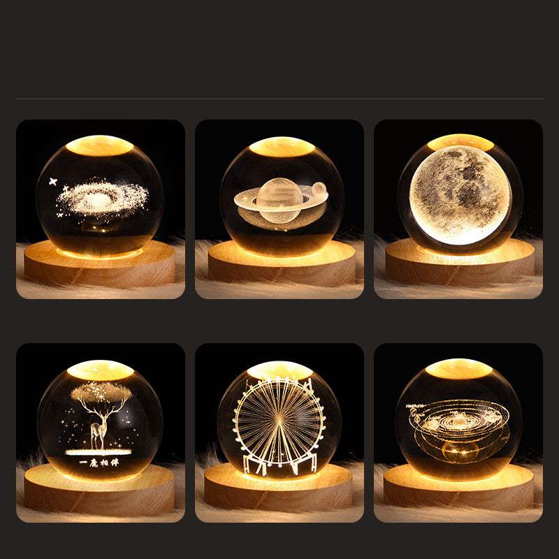 Luminous Starry Sky And Planets Moon Moon Crystal Ball Small Night Lamp Projection Ambience Light Creative Gift New Strange Gift Lamps - Tophatter Daily Deals