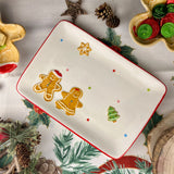 Ceramic Rectangle Christmas Gingerbread Plate Serving Dish Christmas Snack Plate Plate - Tophatter Daily Deals