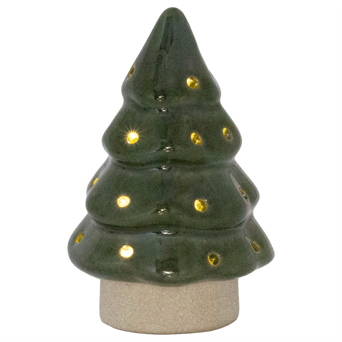 Christmas Tree LED Light, 13cm Battery Operated Green Ceramic Decoration LED Light - Tophatter Daily Deals
