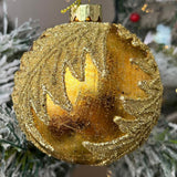 Gold Beaded Spiral Leaf Bauble | Gold Glass Christmas Tree Ornament - 8cm Baubles - Tophatter Daily Deals