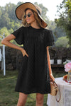 Swiss Dot Round Neck Flutter Sleeve Dress Casual Dresses - Tophatter Daily Deals