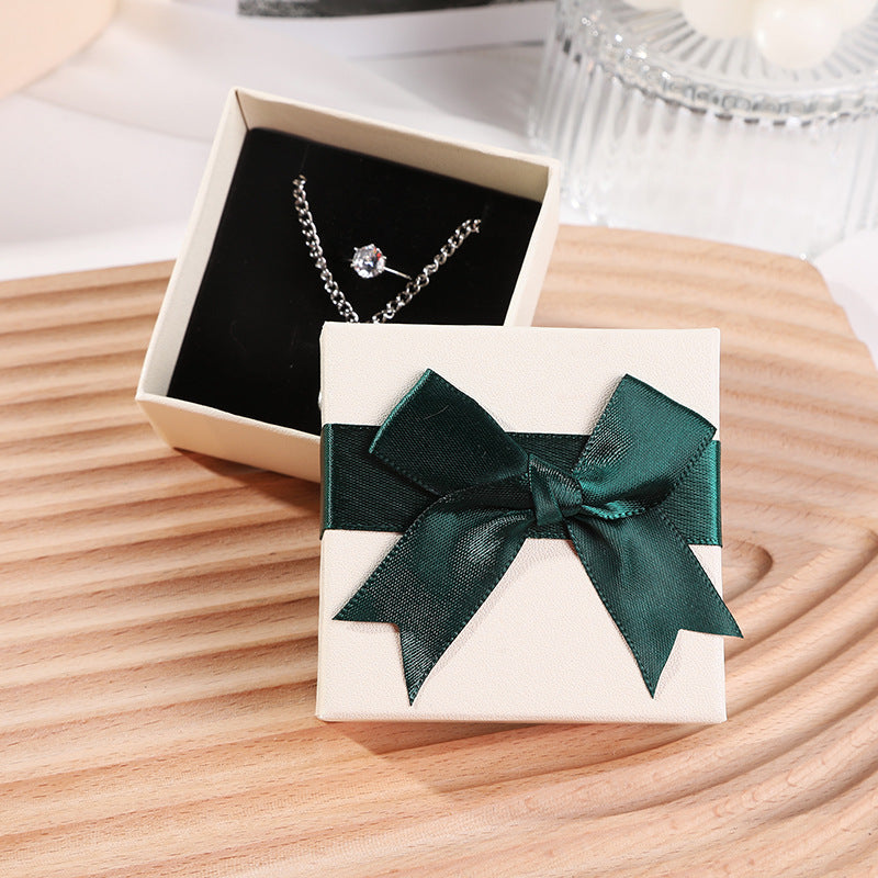 Bow Necklace Earrings Packaging Gift Box Green7.3x7.3x3.7cm 0 - Tophatter Daily Deals