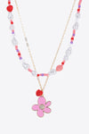 Flower and Heart Pendant Layered Necklace Necklaces - Tophatter Daily Deals