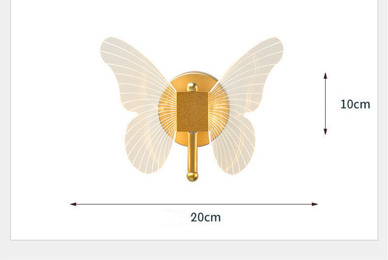 Butterfly Wall Lamp Light Luxury Bedside Warm Decoration 0 - Tophatter Daily Deals