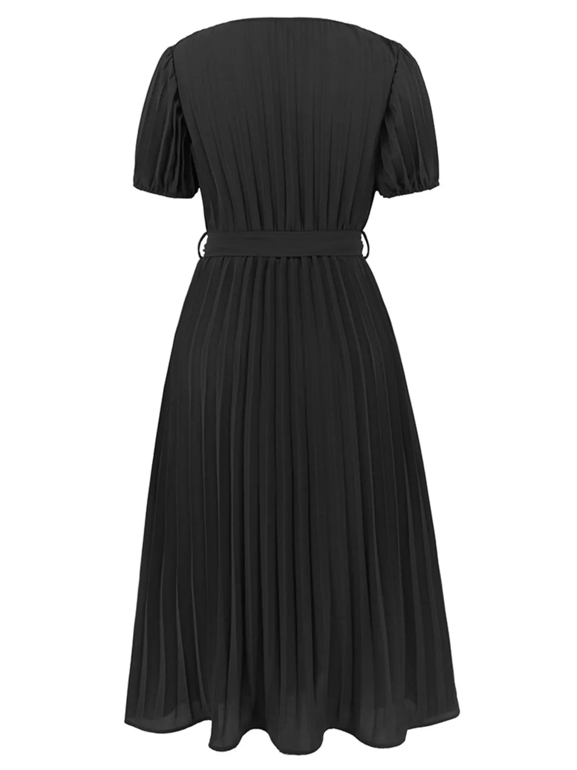 Pleated Surplice Tie Waist Midi Dress Casual Dresses - Tophatter Daily Deals