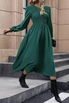 Smocked Long Sleeve Midi Dress Casual Dresses - Tophatter Daily Deals