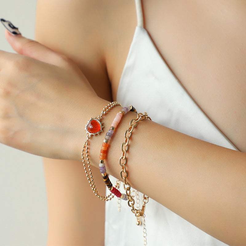 Heart Triple-Layered Bracelet Bracelets - Tophatter Daily Deals