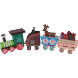 Wooden Christmas Train Set | Mini Toy Train Ornament Festive Decoration - 20cm Train Set - Tophatter Daily Deals