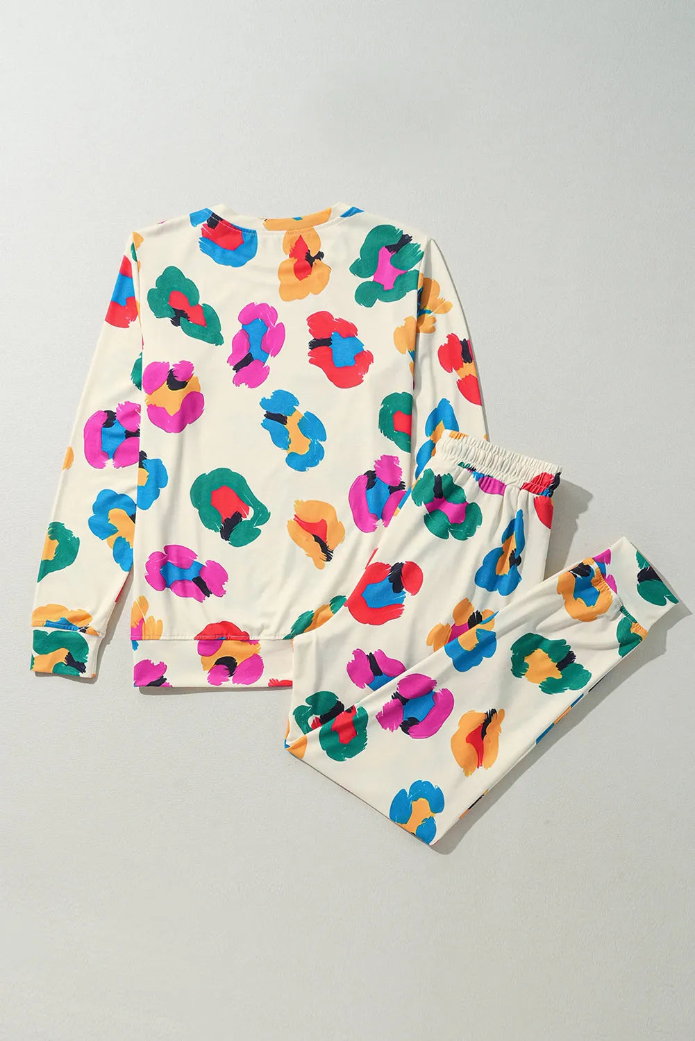 Apricot Leopard Print Long Sleeve Top and Skinny Pants Lounge Set Loungewear & Sleepwear/Loungewear - Tophatter Daily Deals