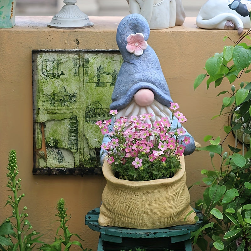 Gnome Garden Statue Planter with Drainage Hole Lawn Ornaments & Garden Sculptures - Tophatter Daily Deals