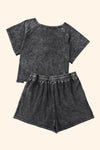 Heathered Round Neck Top and Shorts Lounge Set - Tophatter Deals