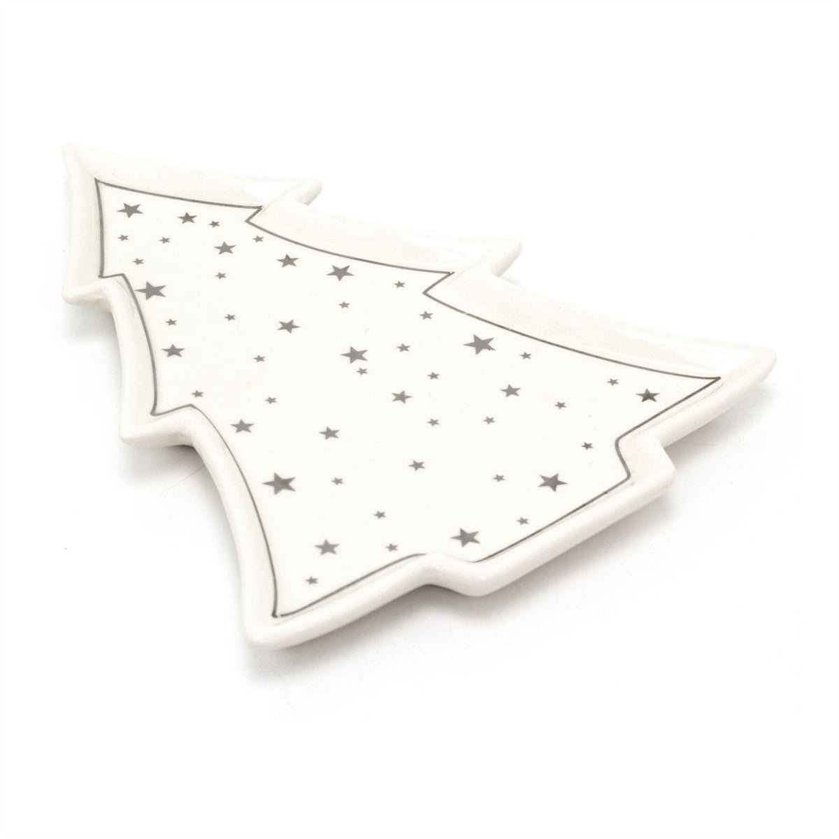 Christmas Tree Trinket Dish | White Ceramic Tree-shaped Trinket Tray - 26cm Plate - Tophatter Daily Deals