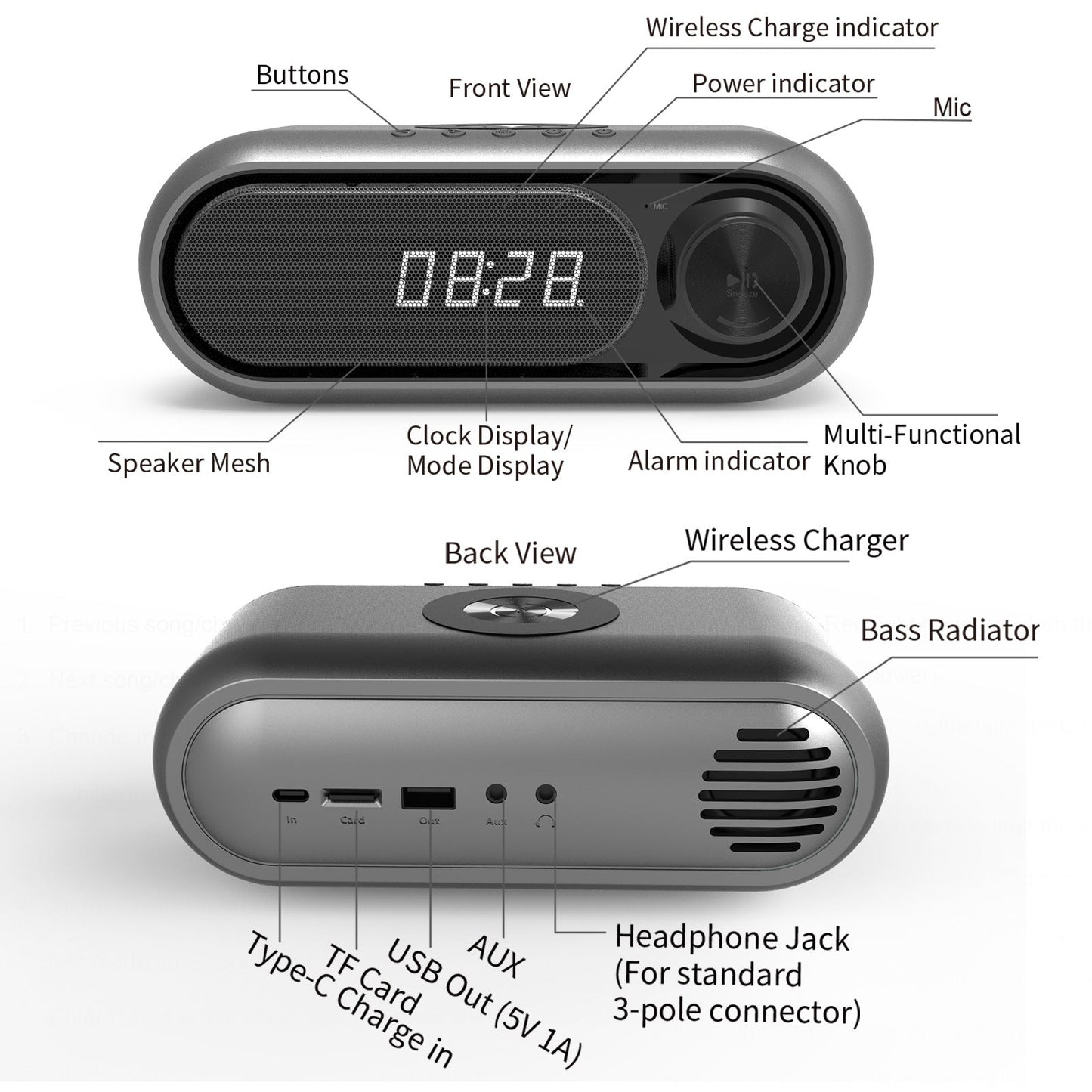 Bedside Wireless Charging Audio LED Alarm Clock 0 - Tophatter Daily Deals