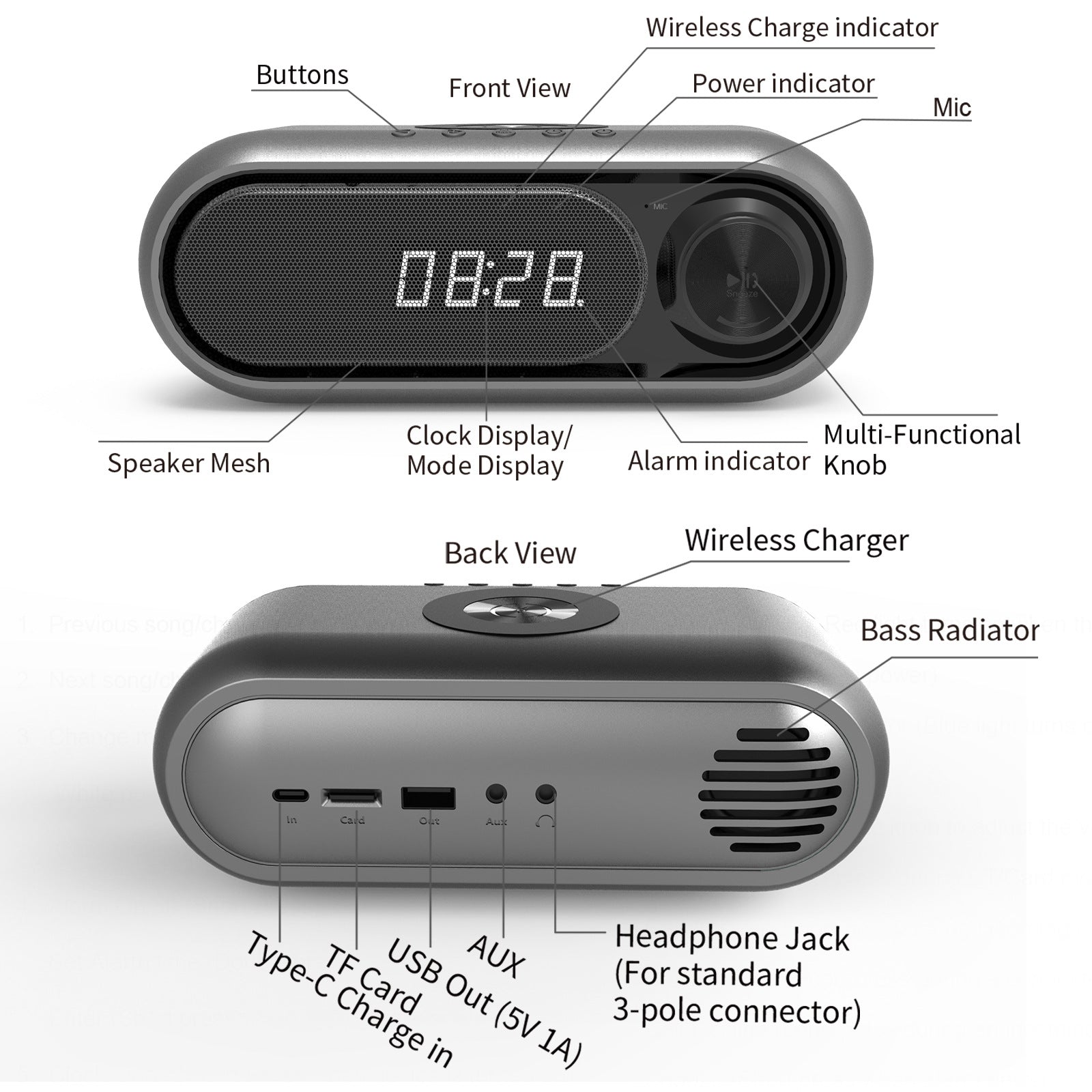 Bedside Wireless Charging Audio LED Alarm Clock 0 - Tophatter Daily Deals