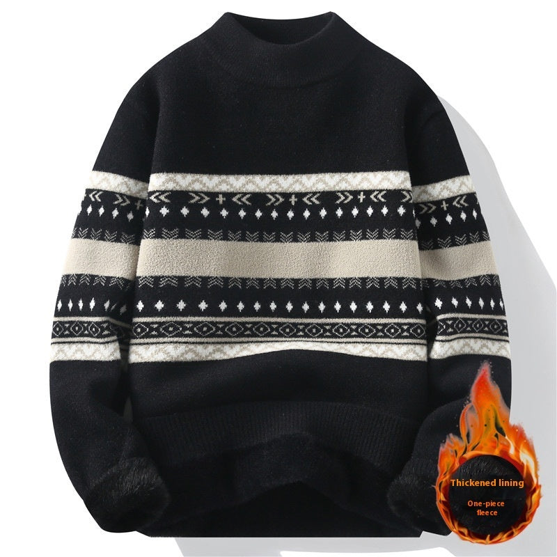 Warm Cozy Men’s Mock Neck Sweater - Straight Cut Fleece 3D Changing Face Moving Picture Frame - Tophatter Daily Deals