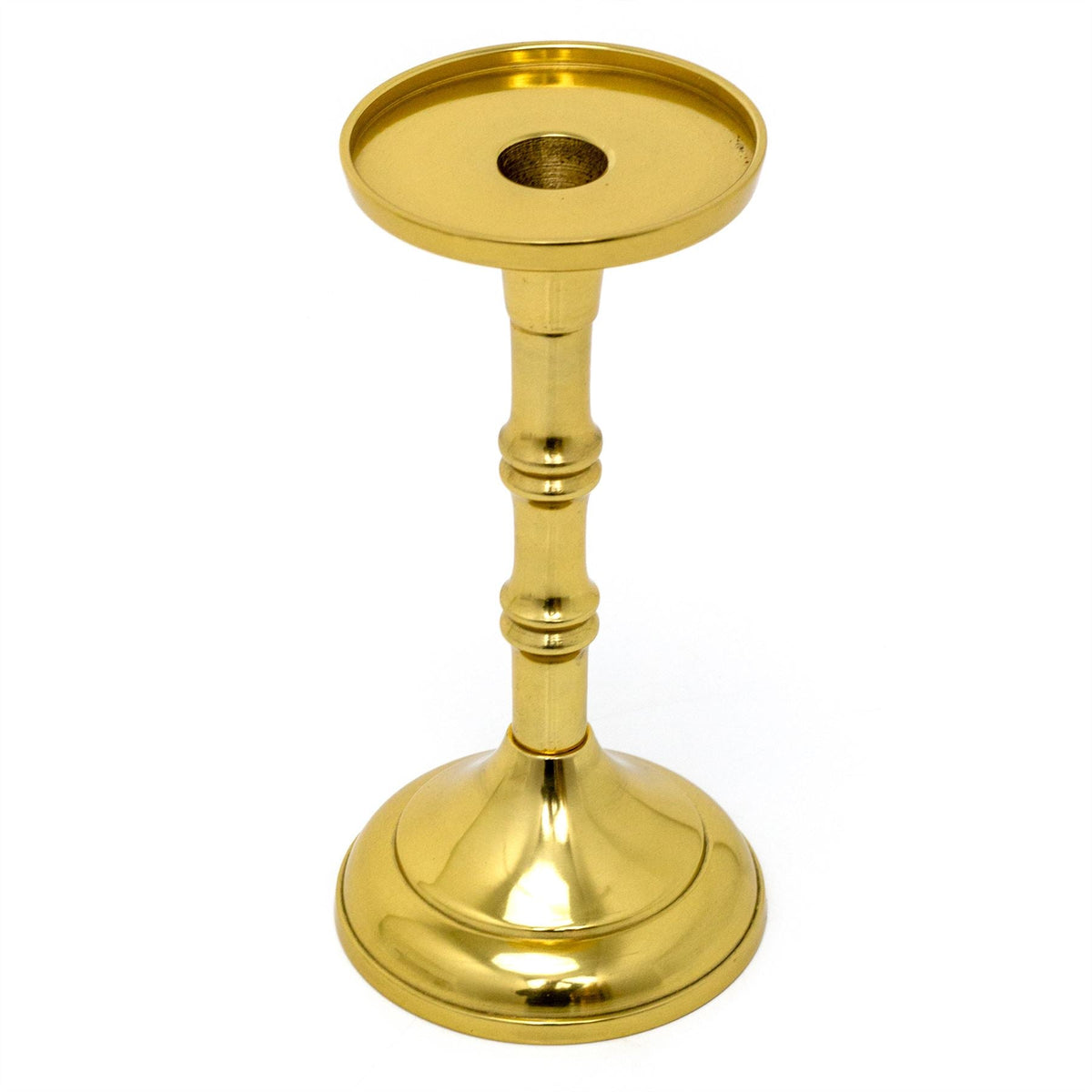 Gold Metal Dinner Candlestick | Pillar Candle Holder Aluminium Candlestick 20cm Candlestick - Tophatter Daily Deals