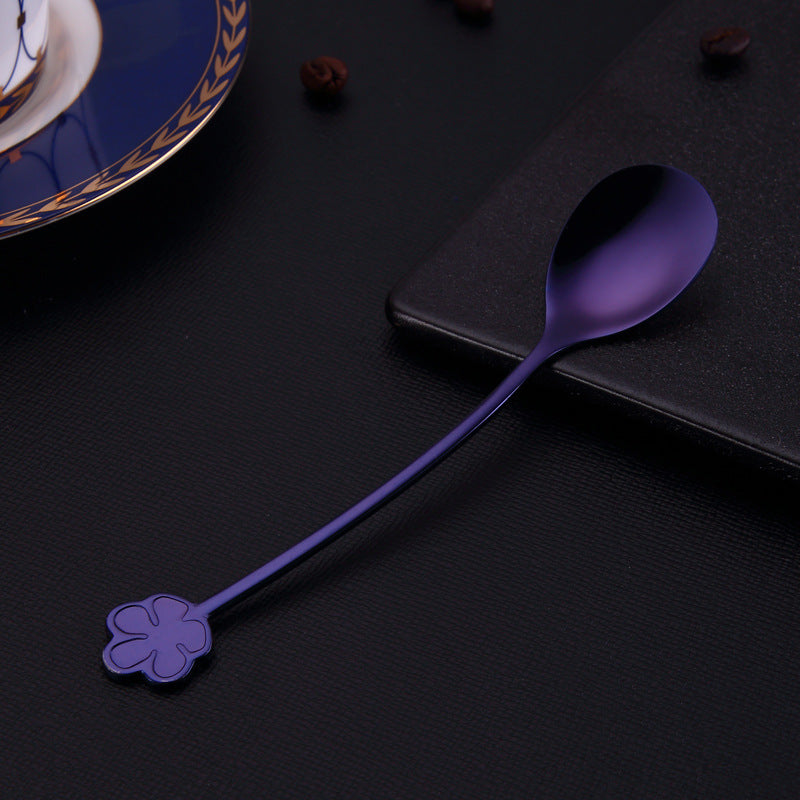 304 Stainless Steel Spoon Gold Plated Dessert Spoon Coffee Stir Spoon Stainless Steel Ice Bar Spoon Purple 0 - Tophatter Daily Deals