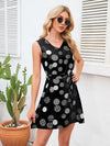 Tied Polka Dot V-Neck Dress Black Casual Dresses - Tophatter Daily Deals