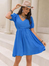 Tied Swiss Dot V-Neck Short Sleeve Dress Casual Dresses - Tophatter Daily Deals