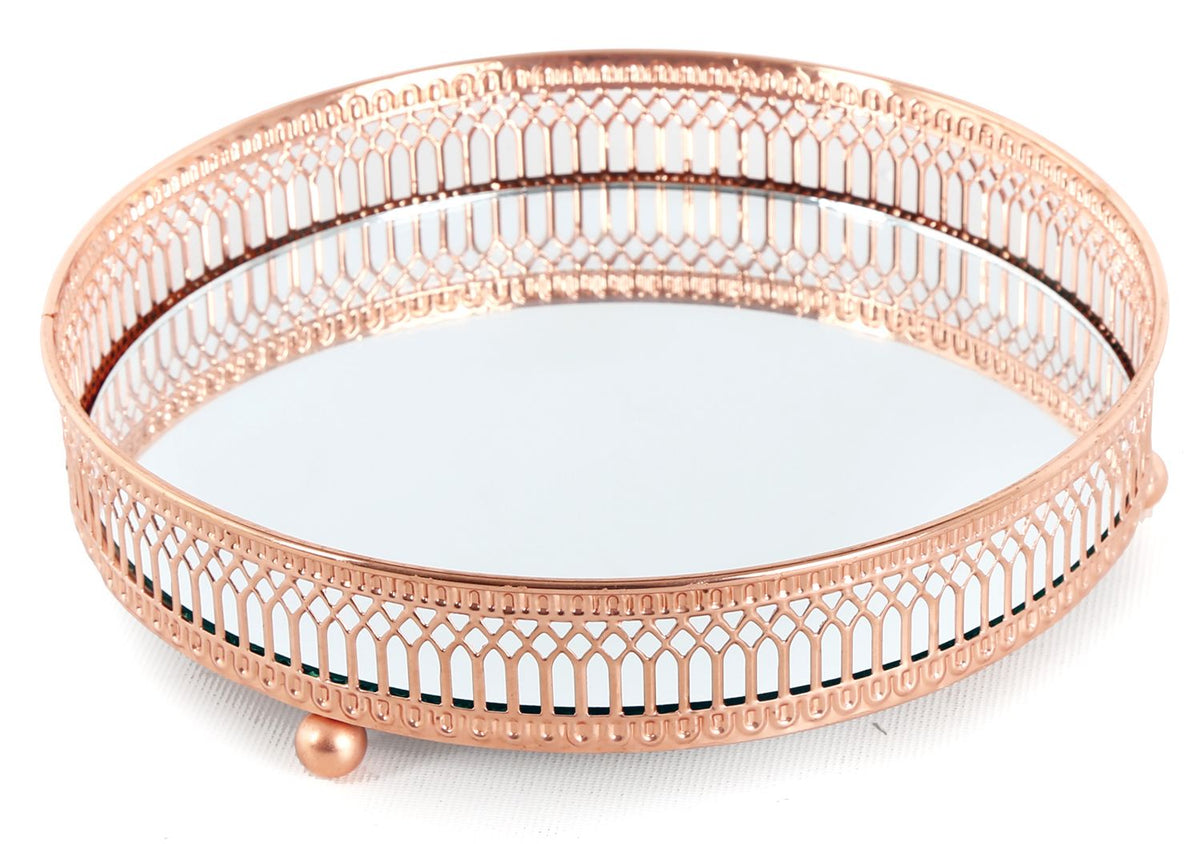 Copper Effect Mirror Tealight Candle Tray Plate 20Cm Candle Plate - Tophatter Daily Deals