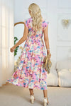 Floral V-Neck A-Line Midi Dress Casual Dresses - Tophatter Daily Deals