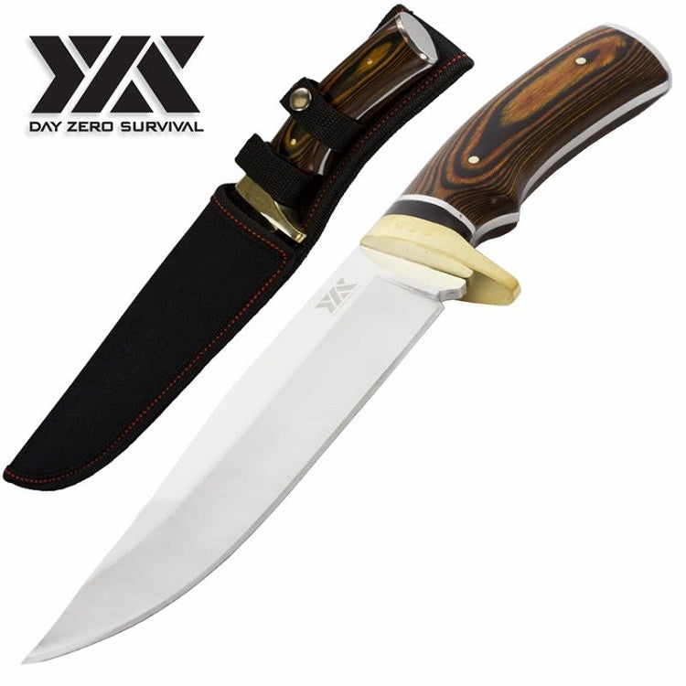 11.8" Fixed Blade Hunting Knife, Full-Tang Structure, Natural Wood Handle - Tophatter's Inc. Weapons Store Online Collectible Weapons - Tophatter Daily Deals