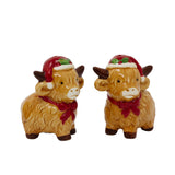 Christmas Highland Cow Salt & Pepper Shakers | Novelty Salt and Pepper Pots Salt and Pepper Shakers - Tophatter Daily Deals