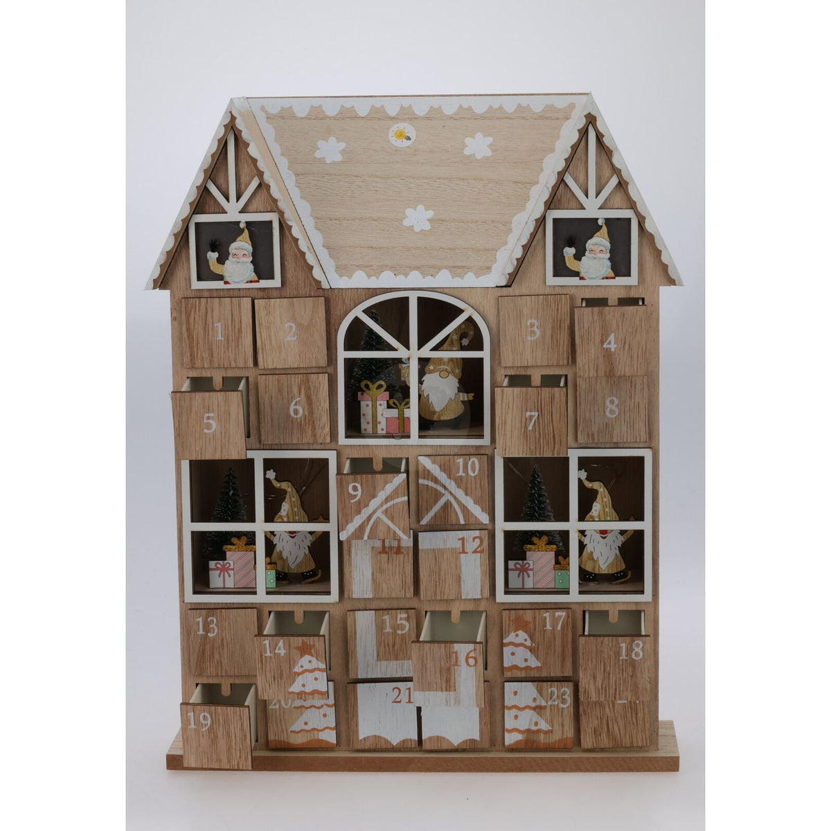 Wooden House Advent Calendar with 24 Drawers and LED Lights | Christmas Calendar Advent Calendar - Tophatter Daily Deals
