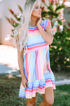 Striped Ruffled Hem Mini Dress Casual Dresses - Tophatter Daily Deals