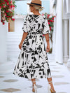 Printed Surplice Balloon Sleeve Dress Casual Dresses - Tophatter Daily Deals