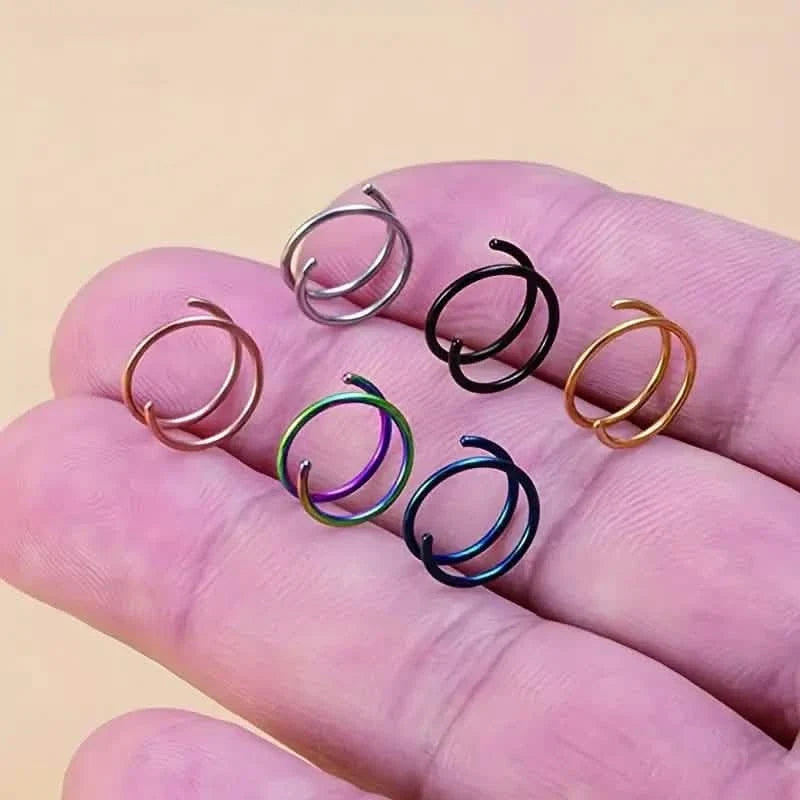 Stainless Steel Double Helix Nose Ring – 14K Gold Plated Hot Style Piercing Jewelry for Women Earrings - Tophatter Daily Deals