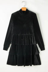 Ruffled Layered Long Sleeve Mini Dress Casual Dresses - Tophatter Daily Deals