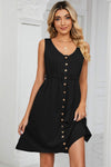 Buttoned Wide Strap Mini Dress Casual Dresses - Tophatter Daily Deals