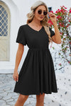 V-Neck Balloon Short Sleeve Dress Casual Dresses - Tophatter Daily Deals