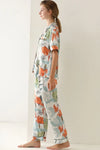 Botanical Print Button-Up Top and Pants Pajama Set Loungewear Sets - Tophatter Daily Deals