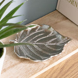 Silver Leaf Trinket Dish | Silver Aluminium Embossed Leaf Shaped Trinket Tray Trinket Dish - Tophatter Daily Deals