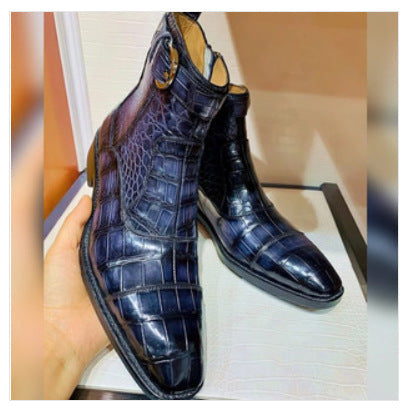 Autumn And Winter Low-heel Square Heel Low Boots Blue 0 - Tophatter Daily Deals