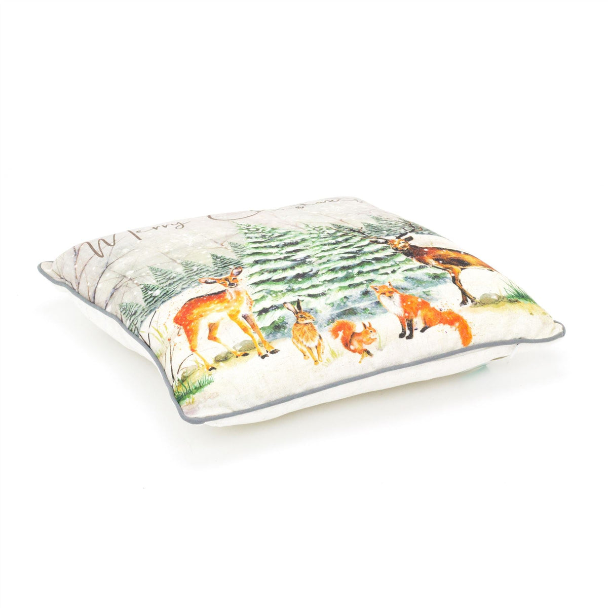 38cm Woodland Animal Christmas Scatter Cushion | Winter Fabric Filled Sofa Cushion | Festive Bed Throw Pillow With Cover Cushion - Tophatter Daily Deals