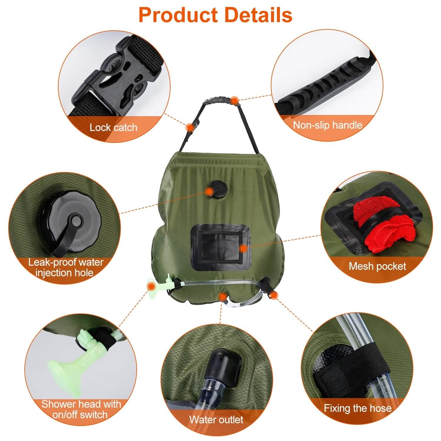 5Gal Solar Heating Camping Shower Bag Outdoor Recreation - Tophatter Daily Deals